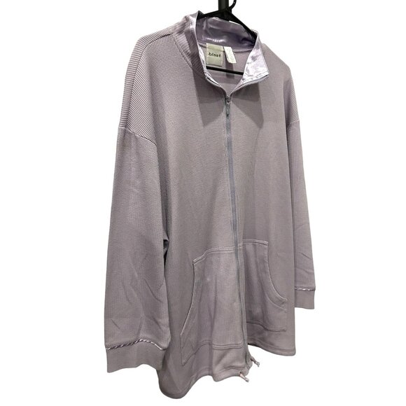 Blast Lilac Waffle Knit Zip Up Hoodie Jacket Plus Sz 1X - Picture 3 of 8